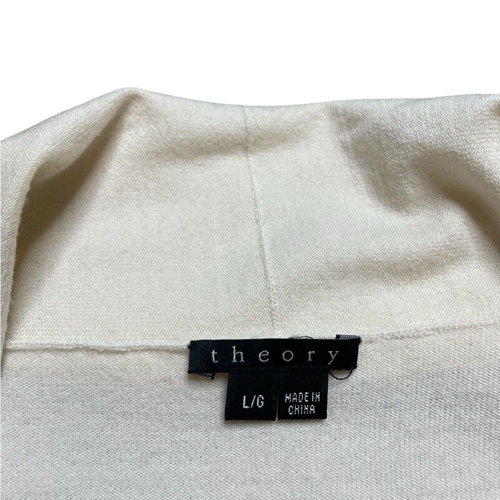 Theory Merino Wool Cardigan Sweater Cream Size Large - Picture 8 of 9